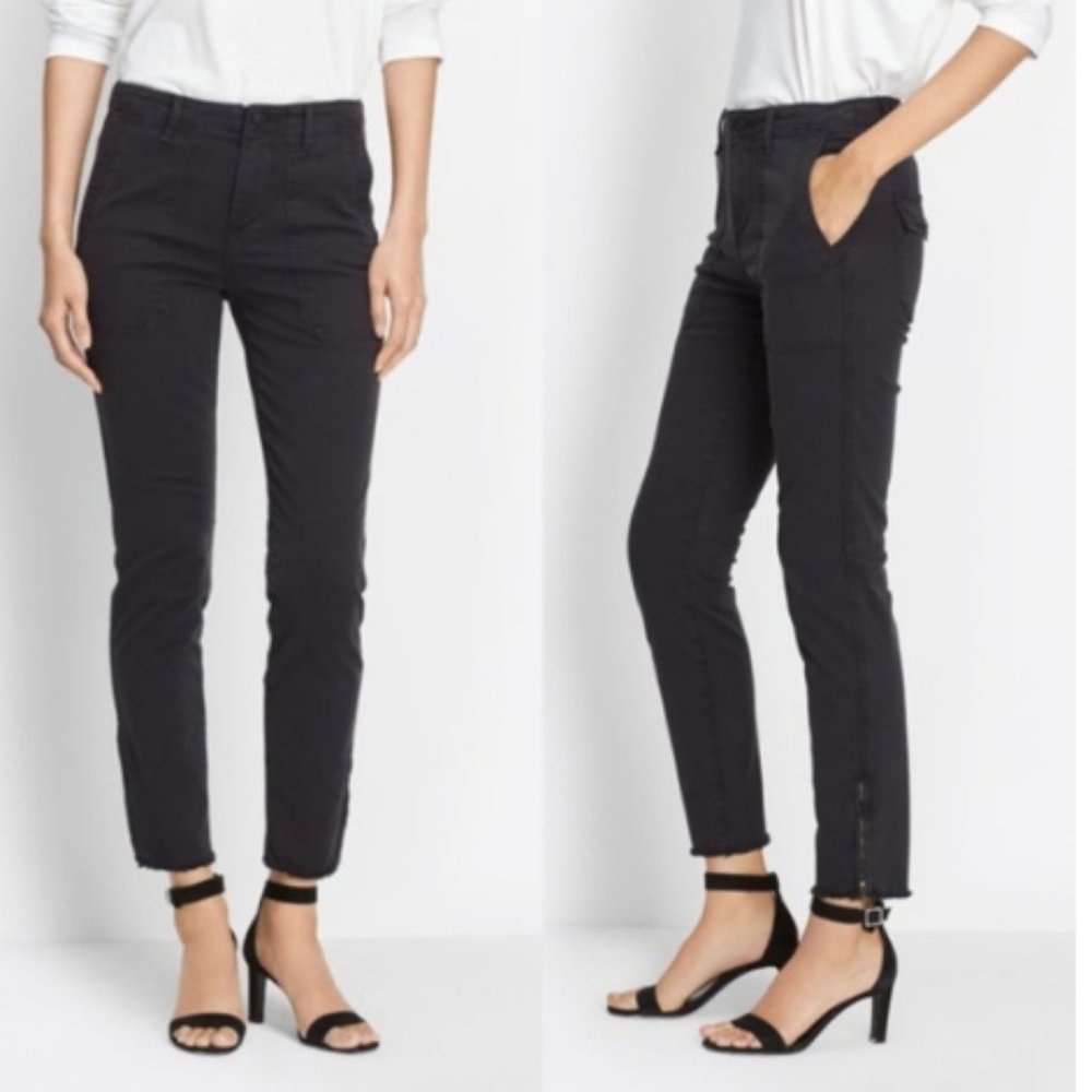 Vince Women's High Rise Skinny Military Zipper Hem Black Pants Size 30
